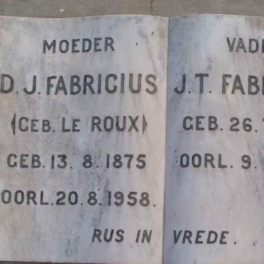 FABRICIUS J.T. 1880-1963 &amp; D.J. LE ROUX 1875-1958