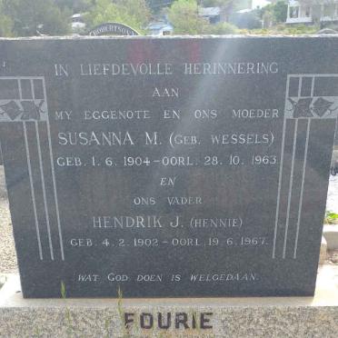 FOURIE Hendrik J. 1902-1967 &amp; Susanna M. WESSELS 1904-1963