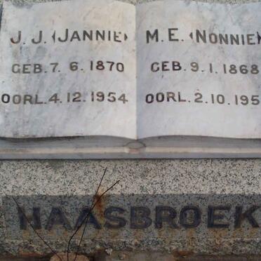 HAASBROEK J.J. 1870-1954 &amp; M.E. 1868-1956