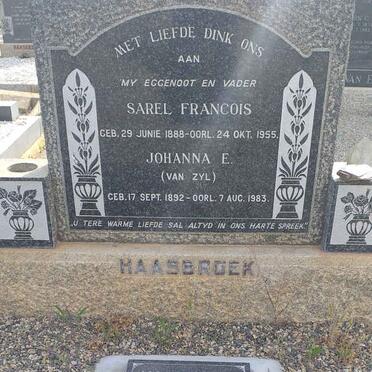 HAASBROEK Sarel Francois 1888-1955 &amp; Johanna E. VAN ZYL 1892-1983
