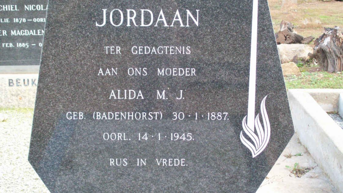 JORDAAN Alida M.J. nee BADENHORST 1887-1945