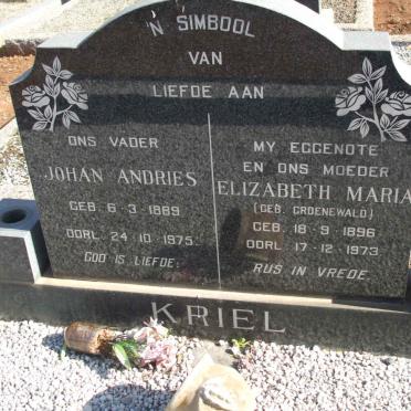 KRIEL Johan Andries 1889-1975 &amp; Elizabeth Maria GROENEWALD 1896-1973
