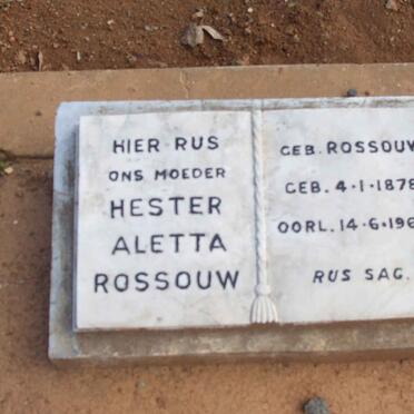 ROSSOUW Hester Aletta nee ROSSOUW 1878-1960