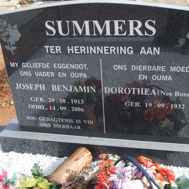 SUMMERS Joseph Benjamin 1913-2006 &amp; Dorothea ROSSOUW 1932-