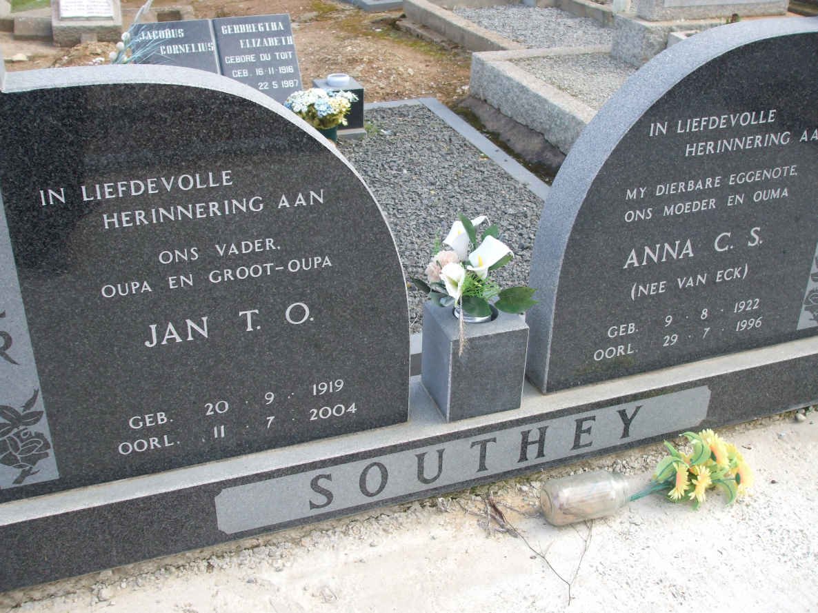 SOUTHEY Jan T.O. 1919-2004 &amp; Anna C.S. VAN ECK 1922-1996