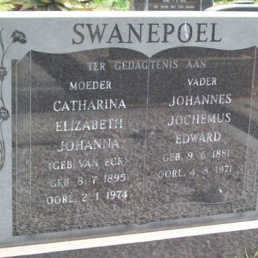SWANEPOEL Johannes Jochemus Edward 1881-1971 &amp; Catharina Elizabeth Johanna VAN ECK 1895-1974