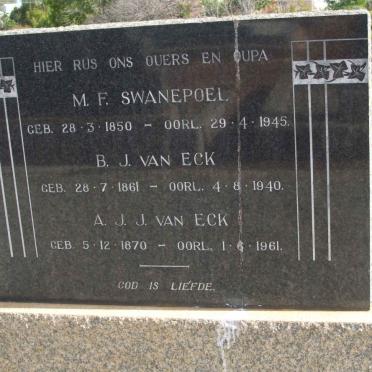 SWANEPOEL M.F. 1850-1945 :: VAN ECK B.J. 1861-1940 &amp; A.J.J. 1870-1961