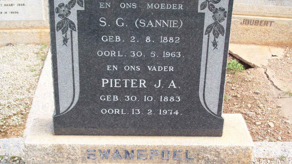 SWANEPOEL Pieter J.A. 1883-1974 &amp; S.G. 1882-1963