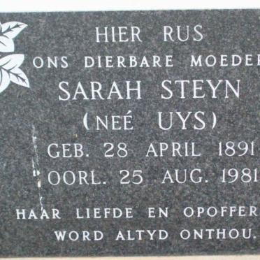 STEYN Sarah nee UYS 1891-1981