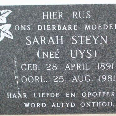 STEYN Sarah nee UYS 1891-1981