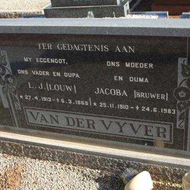 VYVER L.J., van der 1913-1968 &amp; Jacoba BRUWER 1910-1983