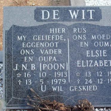 WIT J.N.P., de 1913-1979 &amp; Elsie Elizabeth 1922-1995