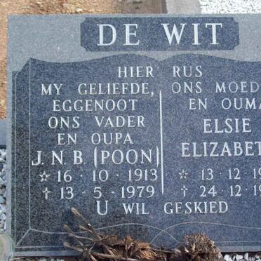 WIT J.N.P., de 1913-1979 &amp; Elsie Elizabeth 1922-1995