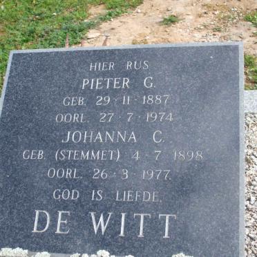 WITT Pieter G., de 1887-1974 &amp; Johanna C. STEMMET 1898-1977