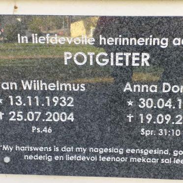 POTGIETER Jan Wilhelmus 1932-2004 &amp; Anna Dorathea 1935-2021