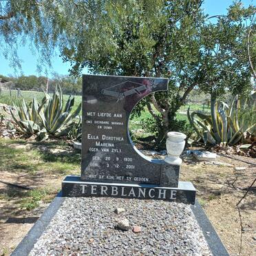 TERBLANCHE Ella Dorothea Mareina nee VAN ZYL 1930-2001
