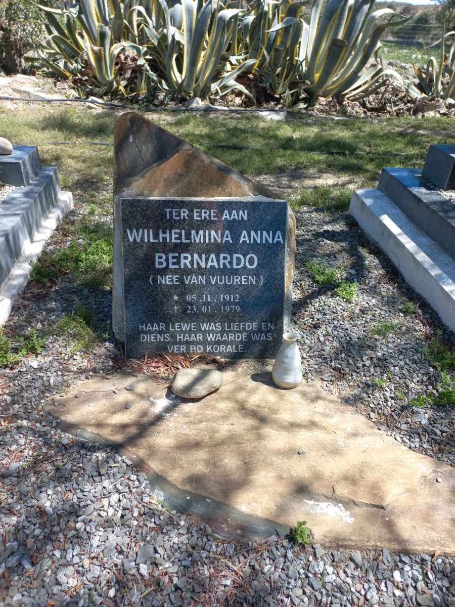 BERNARDO Wilhelmina Anna nee VAN VUUREN 1912-1979