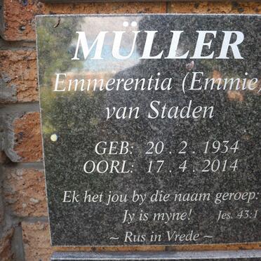 MULLER Emmerentia nee VAN STADEN 1954-2014