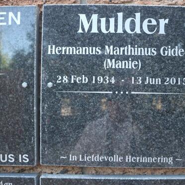 MULDER Hermanus Marthinus Gideon 1934-2015
