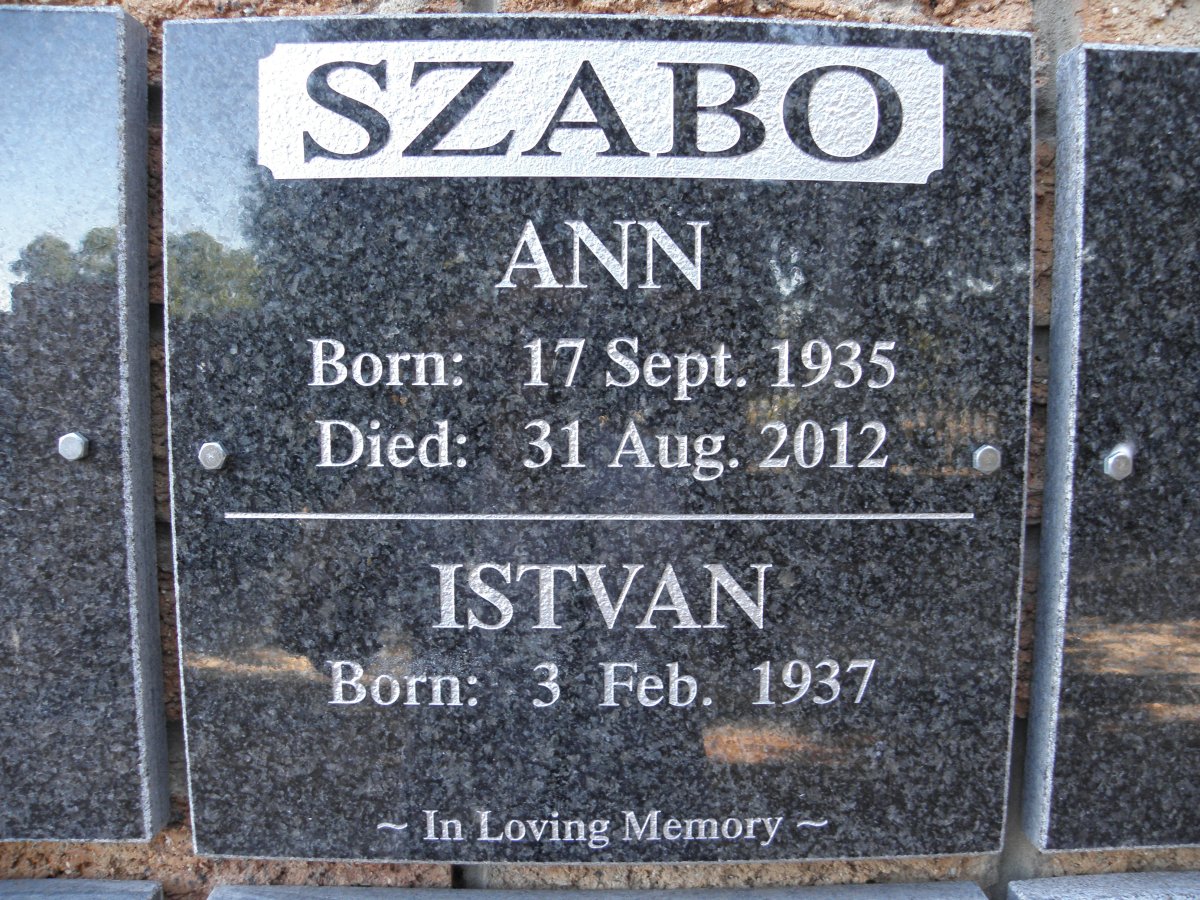 SZABO Istvan 1937- &amp; Ann 1935-2012