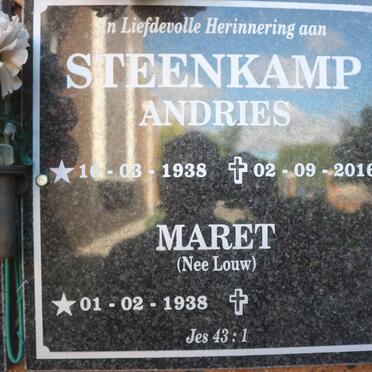 STEENKAMP Andries 1938-2016 &amp; Maret LOUW 1938-