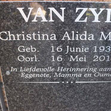 ZYL Christina Alida Maria, van 1938-2016
