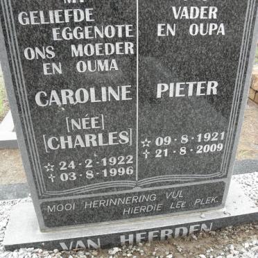 HEERDEN Pieter, van 1921-2009 &amp; Caroline CHARLES 1922-1996
