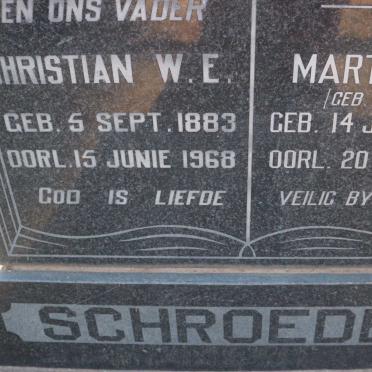 SCHROEDER Christian W.E. 1883-1968 &amp; Martha H. BRANDT 1889-1976 