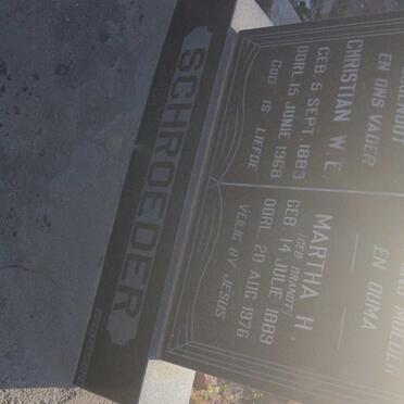 SCHROEDER Christian W.E. 1883-1968 &amp; Martha H. BRANDT 1889-1976