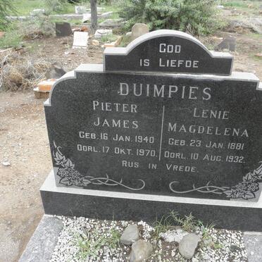 DUIMPIES Pieter James 1940-1970 &amp; Lenie Magdelena 1881-1932