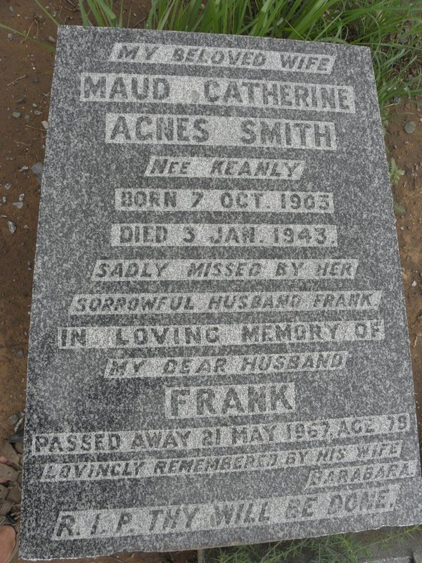 SMITH Frank -1967 &amp; Maud Catherine Agnes KEANLY 1905-1943