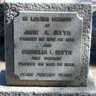 BLYTH John A. -1910 &amp; Cornelia WEEBER -1938