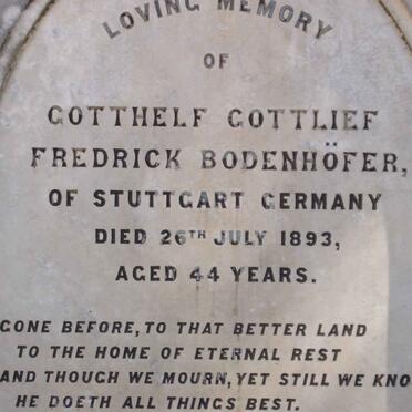 BODENHÖFER Gotthelf Gottlief Fredrick -1893