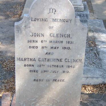 CLENCH John 1831-1913 &amp; Martha Catherine 1845-1913