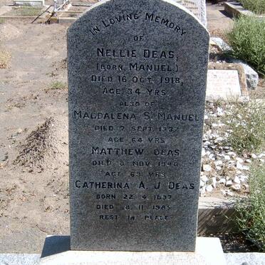 DEAS Matthew -1940 &amp; Nellie MANUEL -1918 :: DEAS Magdalena S. Manuel -1937 :: DEAS Catherina A.J. 1897-1985