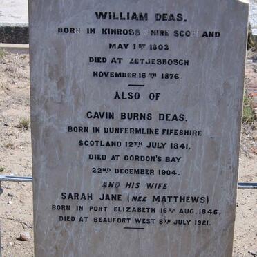 DEAS Gavin 1841-1904 &amp; Sara Jane MATTHEWS 1846-1921 :: DEAS William 1903-1876