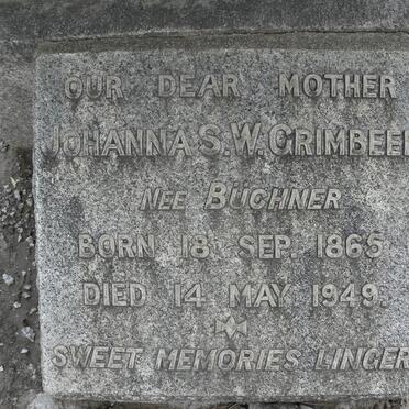 GRIMBEEK Johan Daniel Edzard 1854-1926 &amp; Johanna S.W. BUCHNER 1865-1949