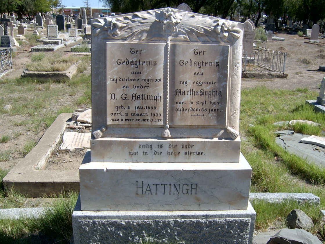 HATTINGH D. G. 1869-1939 &amp; Martha Sofia -1937