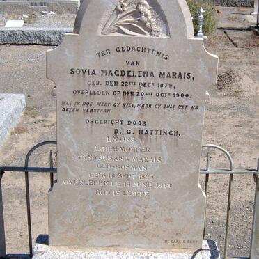 MARAIS Sovia Magdelena 1879-1900 :: MARAIS Anna Susanna nee BOSMAN 1885-1918