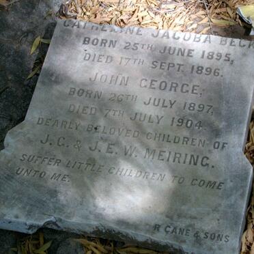 MEIRING Catherine Jacoba Beck 1895-1896 :: MEIRING John George 1897-1904
