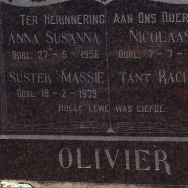 OLIVIER Nicolaas -1928 &amp; Anna Susanna -1956 :: OLIVIER Massie -1939 :: OLIVIER Rachel