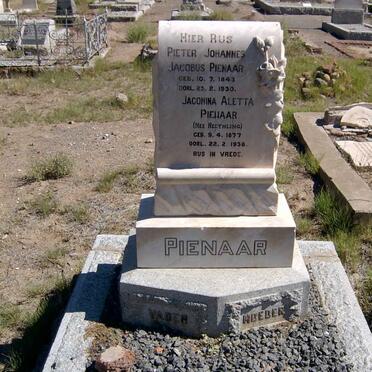 PIENAAR Pieter Johannes Jacobus 1843-1930 &amp; Jacomina Aletta NEETHLING 1877-1938