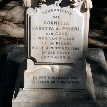 PISANI Cornelia Janetta, du nee GOCH -1898