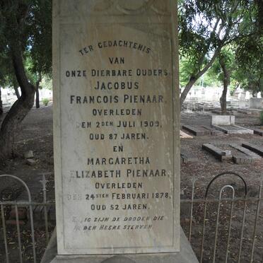 PIENAAR Jacobus Francois -1909 &amp; Margaretha Elizabeth -1878