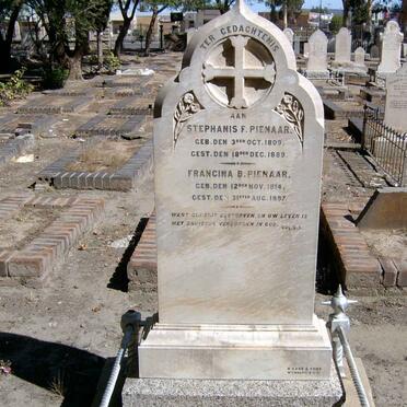 PIENAAR Stephanis  F. 1809-1889 &amp; Francina B. 1814-1887