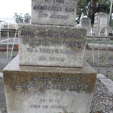 VERSTER Jacobus Pieter 1863-1963 &amp; Anna Juliana V.D. WESTHUIZEN 1868-1959