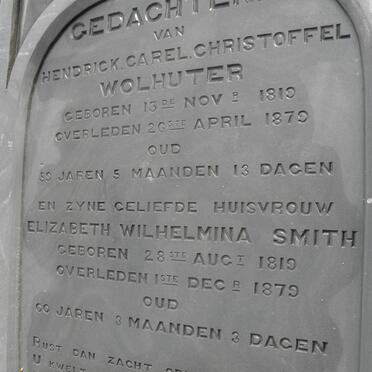 WOLHUTER Hendrick Carel Christoffel 1819-1879 &amp; Elizabeth Wilhelmina SMITH 1819-1879 