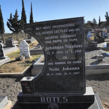 BOTES Johannes Nicolaas 1925-1995 &amp; Nelie Johanna 1926-2007