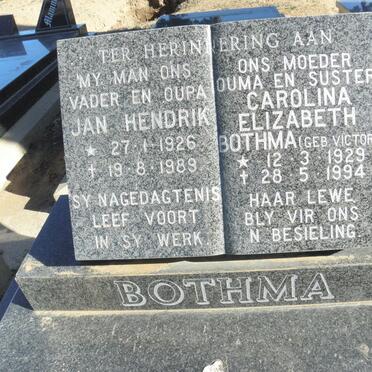 BOTHMA Jan Hendrik 1926-1989 &amp; Carolina Elizabeth VICTOR 1929-1994