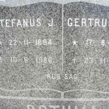 BOTHMA Stefanus J. 1894-1986 &amp; Gertruida J. 1903-1987